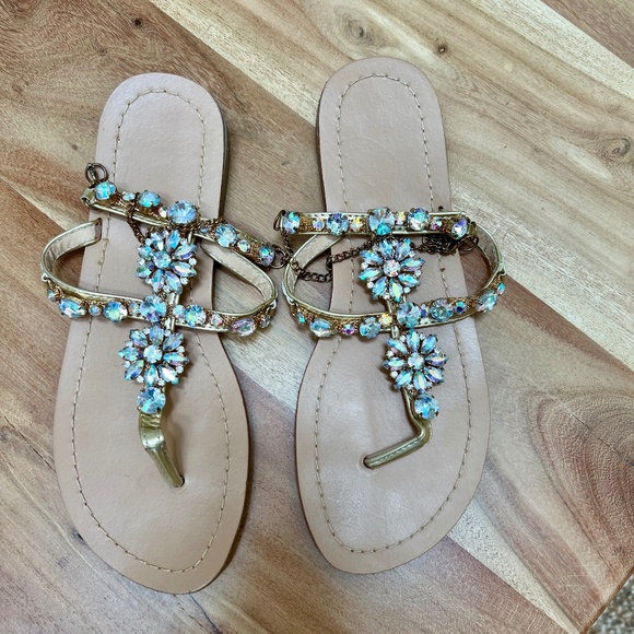 Rhinestone Chain Gladiator sandals size 7 - Picture 2 of 5
